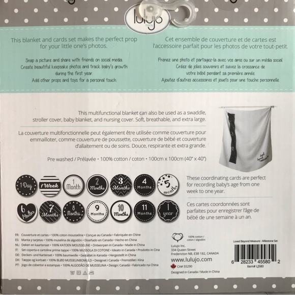 Lulujo first year Muslin blanket milestones gender neutral Loved beyond measure - Picture 6 of 12
